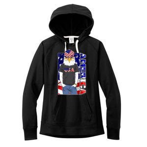 USA America Flag Hip Hop Eagle Women's Fleece Hoodie