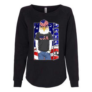 USA America Flag Hip Hop Eagle Womens California Wash Sweatshirt