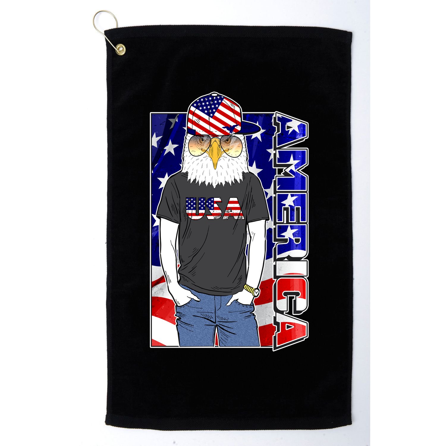 USA America Flag Hip Hop Eagle Golf Towel