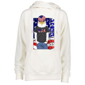 USA America Flag Hip Hop Eagle Womens Funnel Neck Pullover Hood