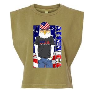 USA America Flag Hip Hop Eagle Garment-Dyed Women's Muscle Tee