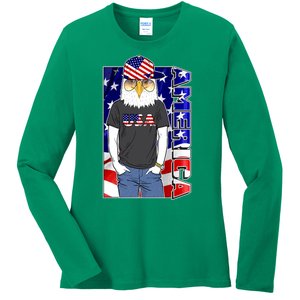 USA America Flag Hip Hop Eagle Ladies Long Sleeve Shirt