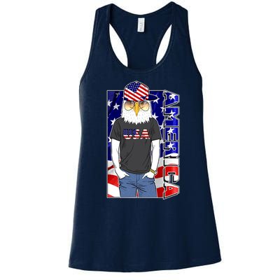 USA America Flag Hip Hop Eagle Women's Racerback Tank