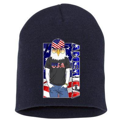 USA America Flag Hip Hop Eagle Short Acrylic Beanie