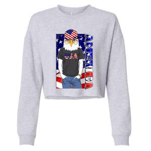 USA America Flag Hip Hop Eagle Cropped Pullover Crew