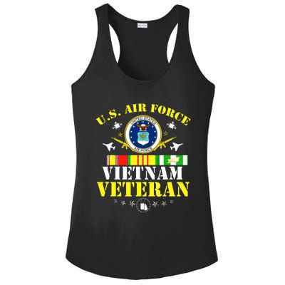 US Air Force Vietnam Veteran, USAF Veteran, USA Flag Gift Ladies PosiCharge Competitor Racerback Tank