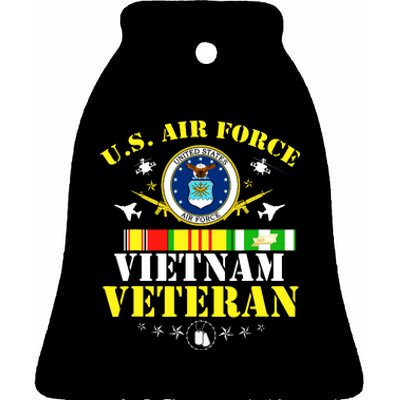 US Air Force Vietnam Veteran, USAF Veteran, USA Flag Gift Ceramic Bell Ornament