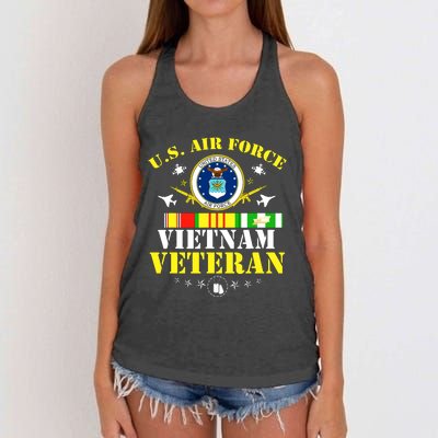 US Air Force Vietnam Veteran, USAF Veteran, USA Flag Gift Women's Knotted Racerback Tank