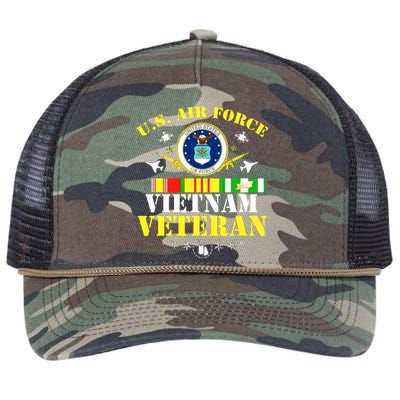 US Air Force Vietnam Veteran, USAF Veteran, USA Flag Gift Retro Rope Trucker Hat Cap