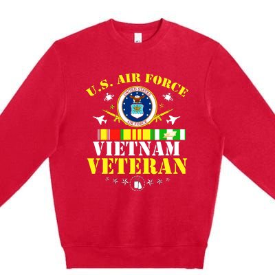 US Air Force Vietnam Veteran, USAF Veteran, USA Flag Gift Premium Crewneck Sweatshirt