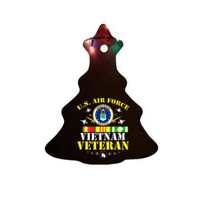 US Air Force Vietnam Veteran, USAF Veteran, USA Flag Gift Ceramic Tree Ornament