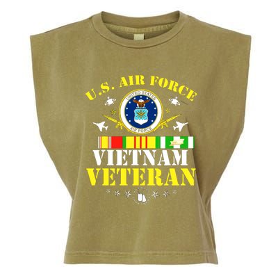 US Air Force Vietnam Veteran, USAF Veteran, USA Flag Gift Garment-Dyed Women's Muscle Tee