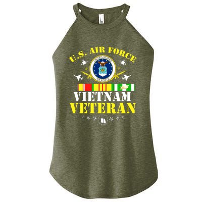 US Air Force Vietnam Veteran, USAF Veteran, USA Flag Gift Women's Perfect Tri Rocker Tank