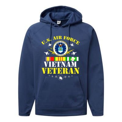 US Air Force Vietnam Veteran, USAF Veteran, USA Flag Gift Performance Fleece Hoodie