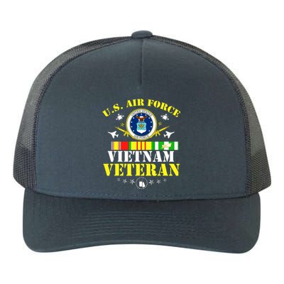 US Air Force Vietnam Veteran, USAF Veteran, USA Flag Gift Yupoong Adult 5-Panel Trucker Hat