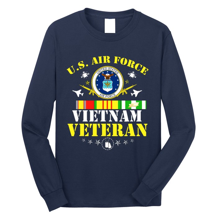 US Air Force Vietnam Veteran, USAF Veteran, USA Flag Gift Long Sleeve Shirt