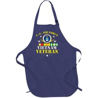 US Air Force Vietnam Veteran, USAF Veteran, USA Flag Gift Full-Length Apron With Pockets