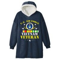 US Air Force Vietnam Veteran, USAF Veteran, USA Flag Gift Hooded Wearable Blanket