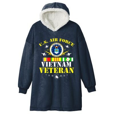 US Air Force Vietnam Veteran, USAF Veteran, USA Flag Gift Hooded Wearable Blanket