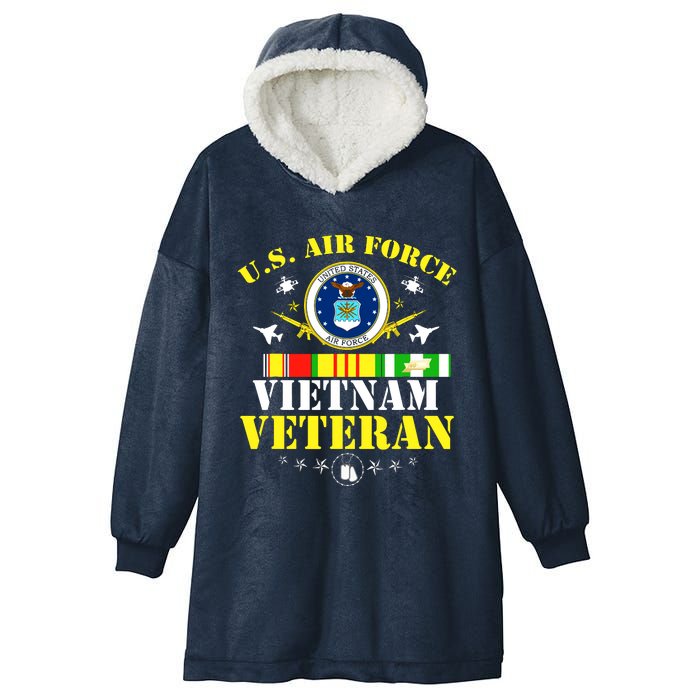 US Air Force Vietnam Veteran, USAF Veteran, USA Flag Gift Hooded Wearable Blanket