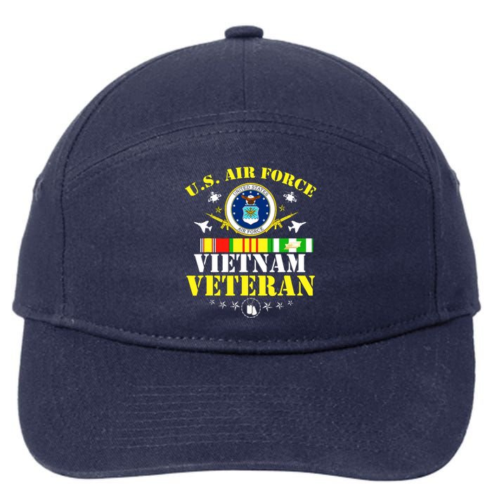 US Air Force Vietnam Veteran, USAF Veteran, USA Flag Gift 7-Panel Snapback Hat