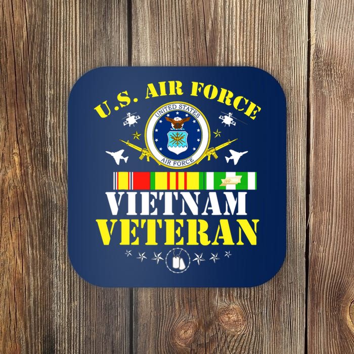 US Air Force Vietnam Veteran, USAF Veteran, USA Flag Gift Coaster