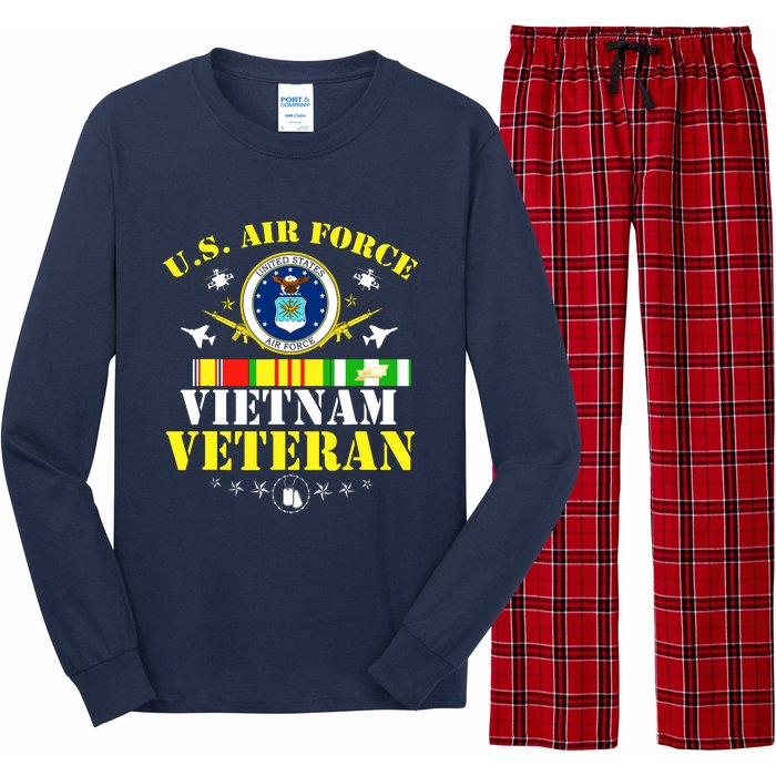 US Air Force Vietnam Veteran, USAF Veteran, USA Flag Gift Long Sleeve Pajama Set