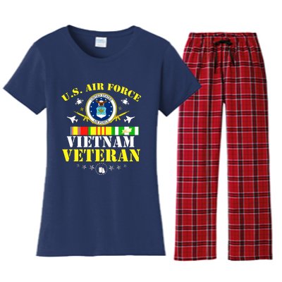 US Air Force Vietnam Veteran, USAF Veteran, USA Flag Gift Women's Flannel Pajama Set