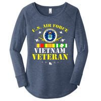 US Air Force Vietnam Veteran, USAF Veteran, USA Flag Gift Women's Perfect Tri Tunic Long Sleeve Shirt