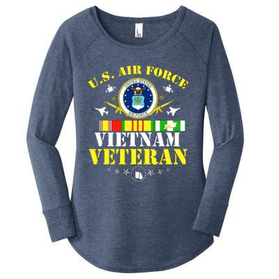 US Air Force Vietnam Veteran, USAF Veteran, USA Flag Gift Women's Perfect Tri Tunic Long Sleeve Shirt