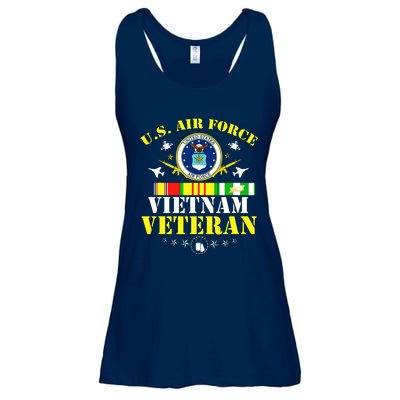 US Air Force Vietnam Veteran, USAF Veteran, USA Flag Gift Ladies Essential Flowy Tank