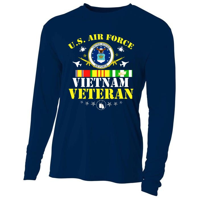 US Air Force Vietnam Veteran, USAF Veteran, USA Flag Gift Cooling Performance Long Sleeve Crew