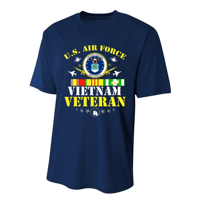 US Air Force Vietnam Veteran, USAF Veteran, USA Flag Gift Performance Sprint T-Shirt