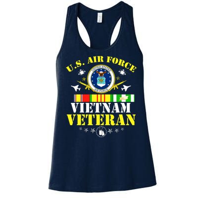 US Air Force Vietnam Veteran, USAF Veteran, USA Flag Gift Women's Racerback Tank