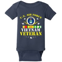 US Air Force Vietnam Veteran, USAF Veteran, USA Flag Gift Baby Bodysuit