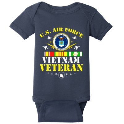 US Air Force Vietnam Veteran, USAF Veteran, USA Flag Gift Baby Bodysuit