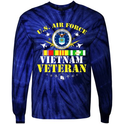 US Air Force Vietnam Veteran, USAF Veteran, USA Flag Gift Tie-Dye Long Sleeve Shirt