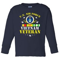 US Air Force Vietnam Veteran, USAF Veteran, USA Flag Gift Toddler Long Sleeve Shirt