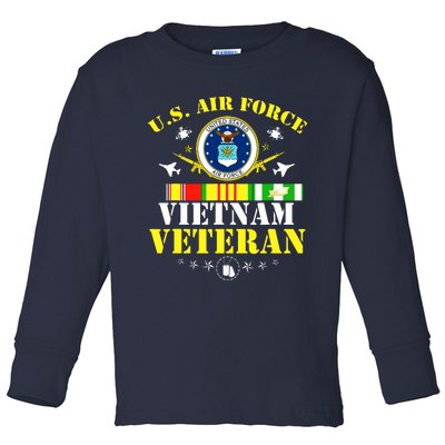 US Air Force Vietnam Veteran, USAF Veteran, USA Flag Gift Toddler Long Sleeve Shirt