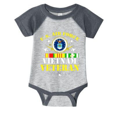 US Air Force Vietnam Veteran, USAF Veteran, USA Flag Gift Infant Baby Jersey Bodysuit