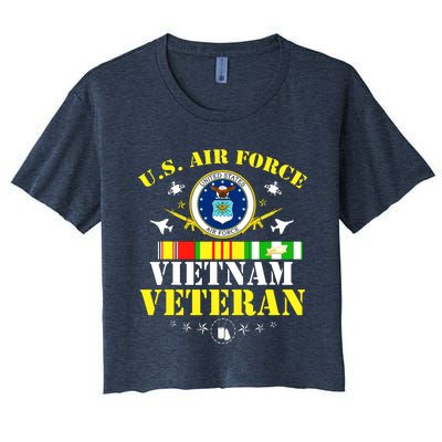 US Air Force Vietnam Veteran, USAF Veteran, USA Flag Gift Women's Crop Top Tee