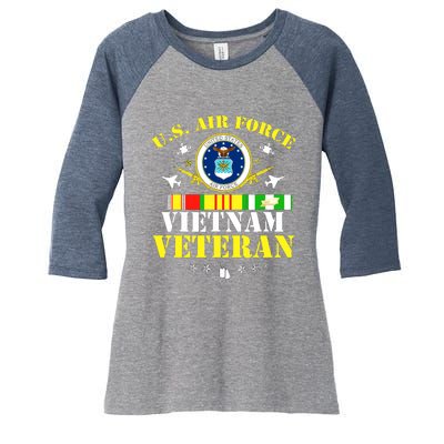 US Air Force Vietnam Veteran, USAF Veteran, USA Flag Gift Women's Tri-Blend 3/4-Sleeve Raglan Shirt