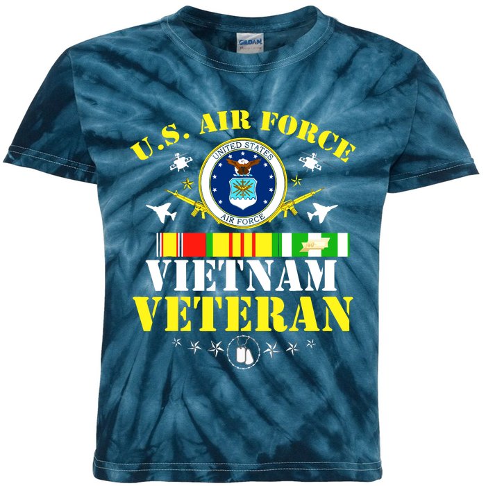 US Air Force Vietnam Veteran, USAF Veteran, USA Flag Gift Kids Tie-Dye T-Shirt