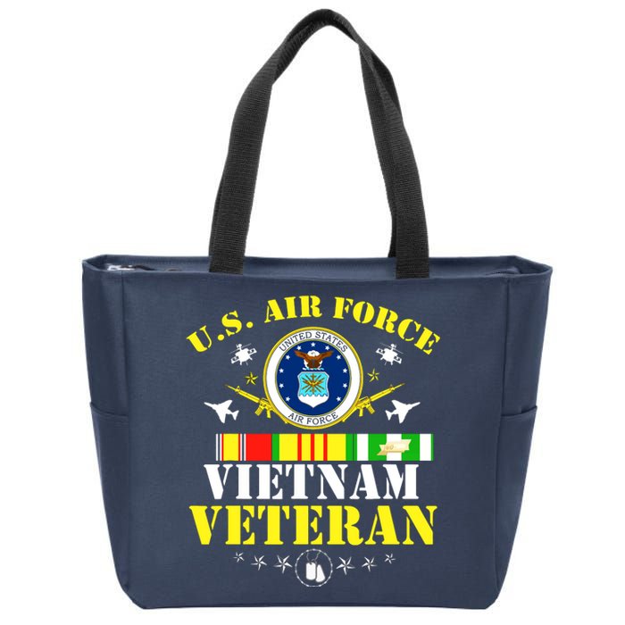 US Air Force Vietnam Veteran, USAF Veteran, USA Flag Gift Zip Tote Bag