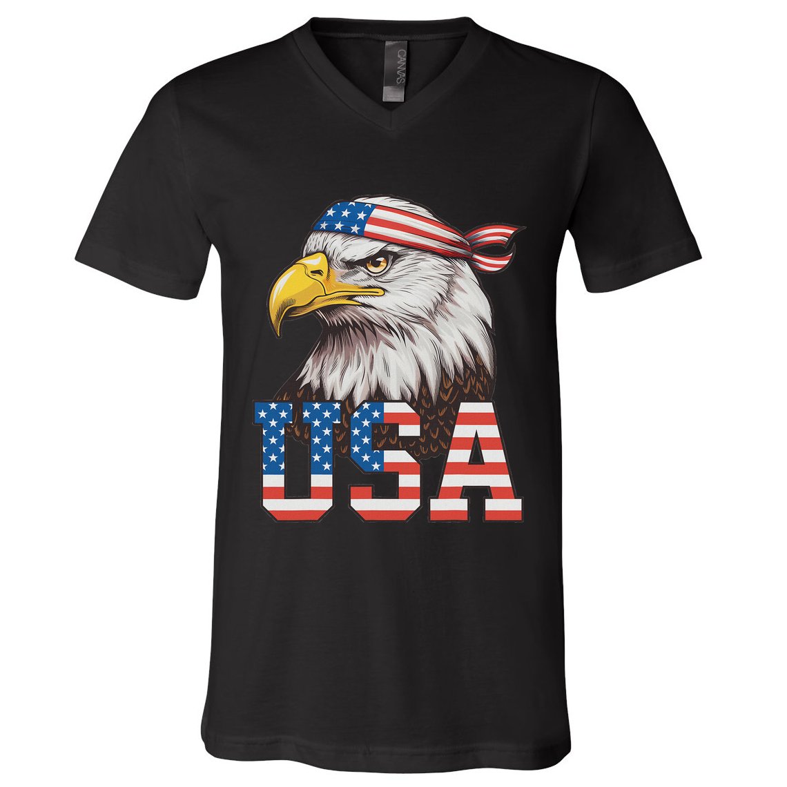 Usa American Flag Women Bald Eagle Patriotic V-Neck T-Shirt