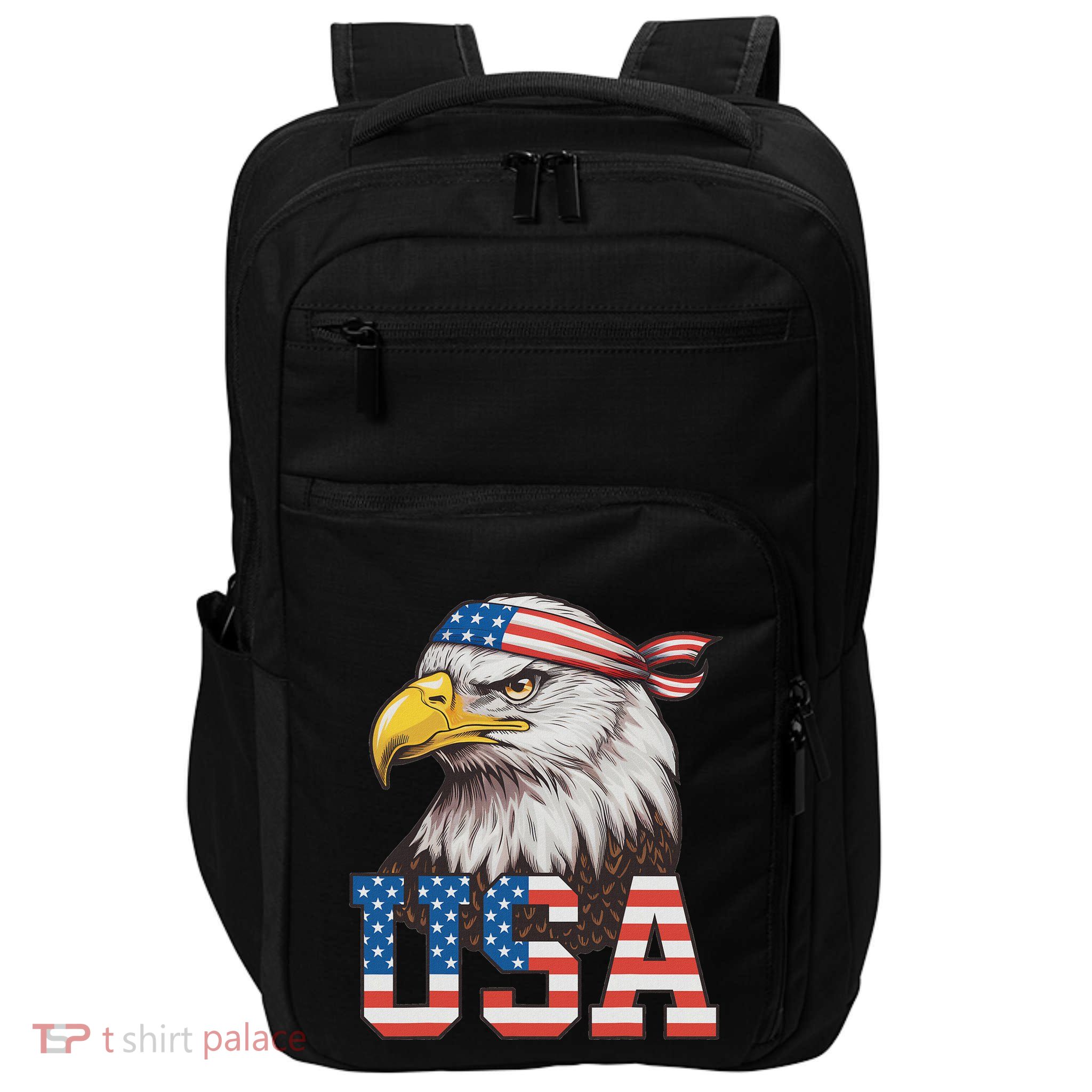 Usa American Flag Women Bald Eagle Patriotic Impact Tech Backpack