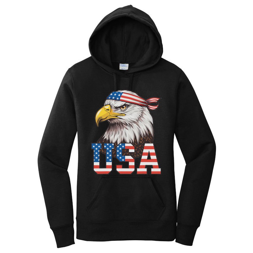 Usa American Flag Women Bald Eagle Patriotic Women's Pullover Hoodie