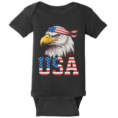 Usa American Flag Women Bald Eagle Patriotic Baby Bodysuit