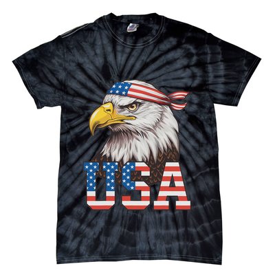 Usa American Flag Women Bald Eagle Patriotic Tie-Dye T-Shirt