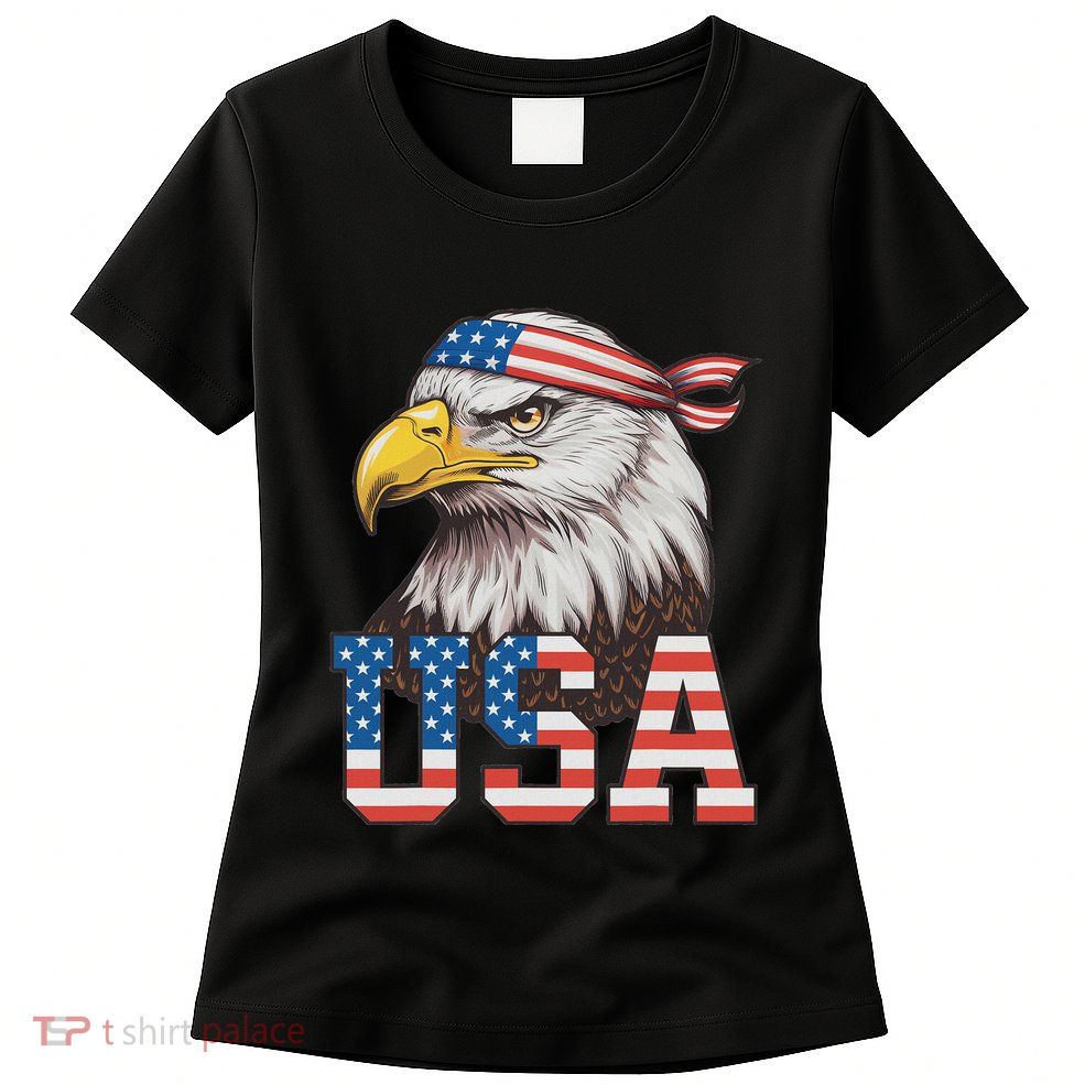 Usa American Flag Women Bald Eagle Patriotic Womens T-Shirt